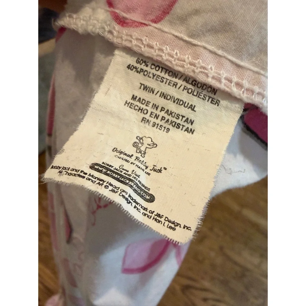 Y2K Bobby Jack Pink Bubble Monkey Twin Fitted Sheet Girls Bedding Cotton Blend